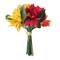 Allstate 12.5" Red and Yellow Artificial Decorative Elegant Dahlia Flower Bouquet